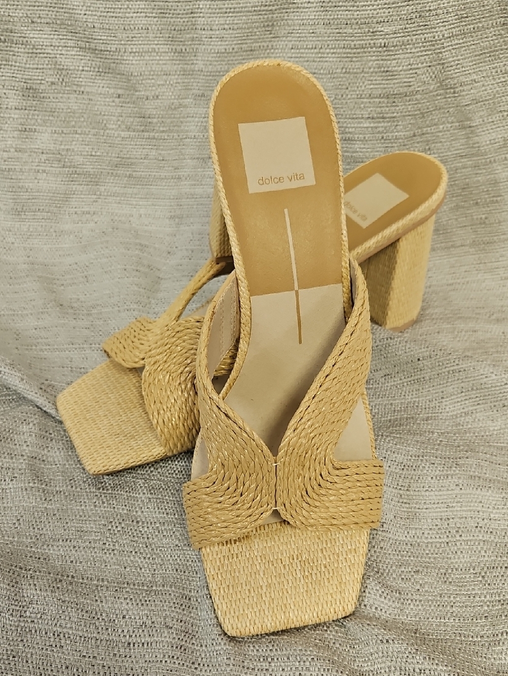 Dolce Vita Natural Braided Block Heel Mules